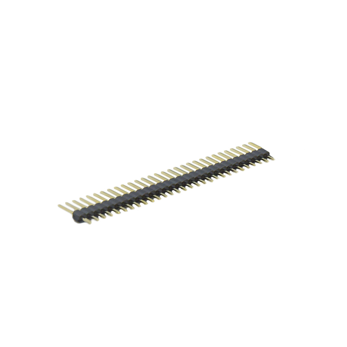 PH2541 排针连接器 Pitch 2.54mm 180° 单排 DIP 单塑 无卤排针 L=11.5MM 1X30Pin 黑色 PA6T，94V-0 镀全金G/F